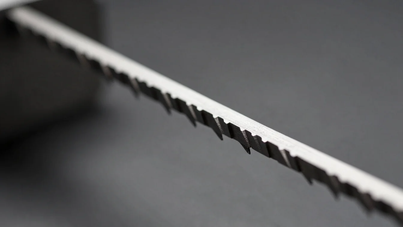 Macro close-up of precision cut steel edges by a continuous flexi